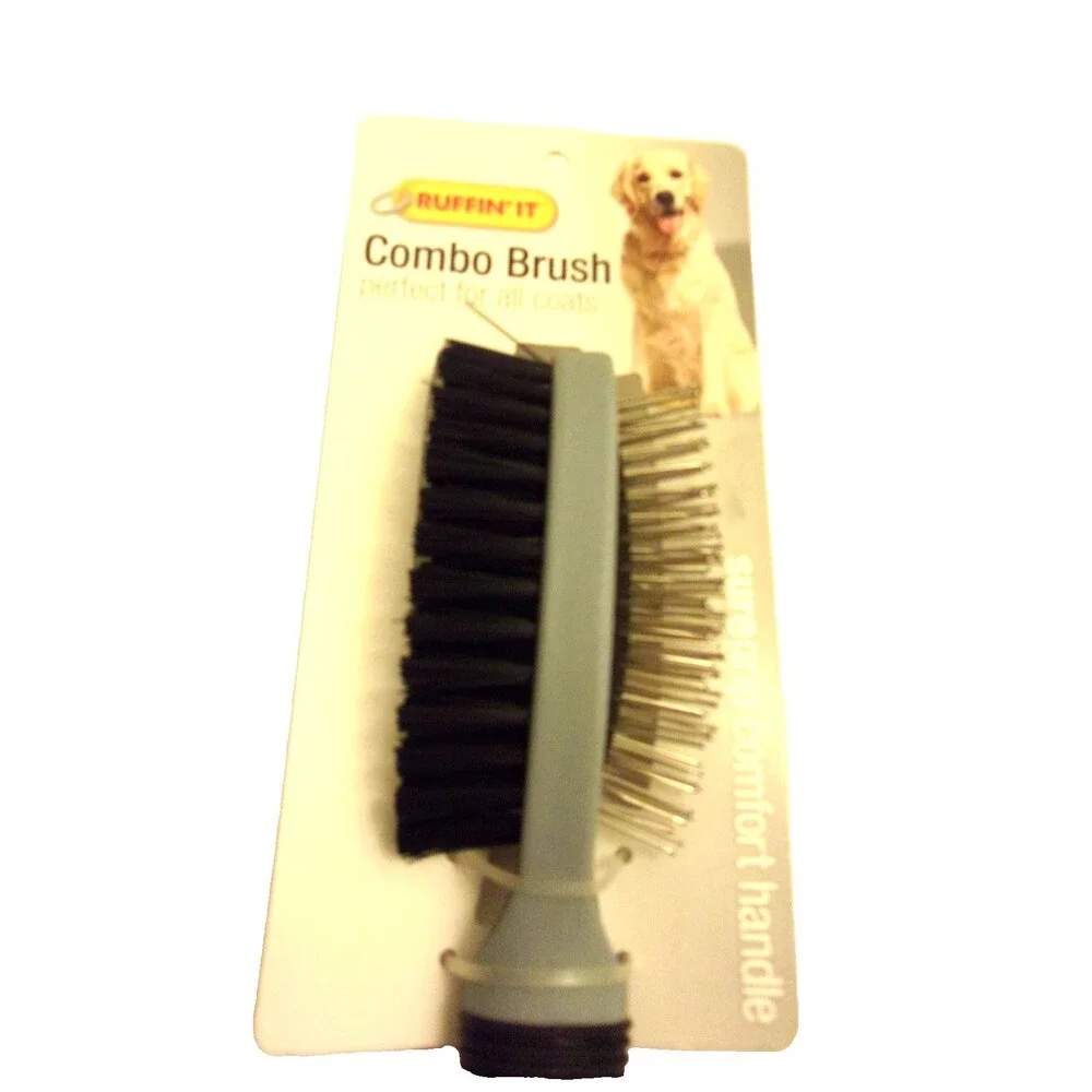 Combo Pet Brush Ruffin It Pin Brush Bristle Brush Sure Grip Handle New Dog Cat